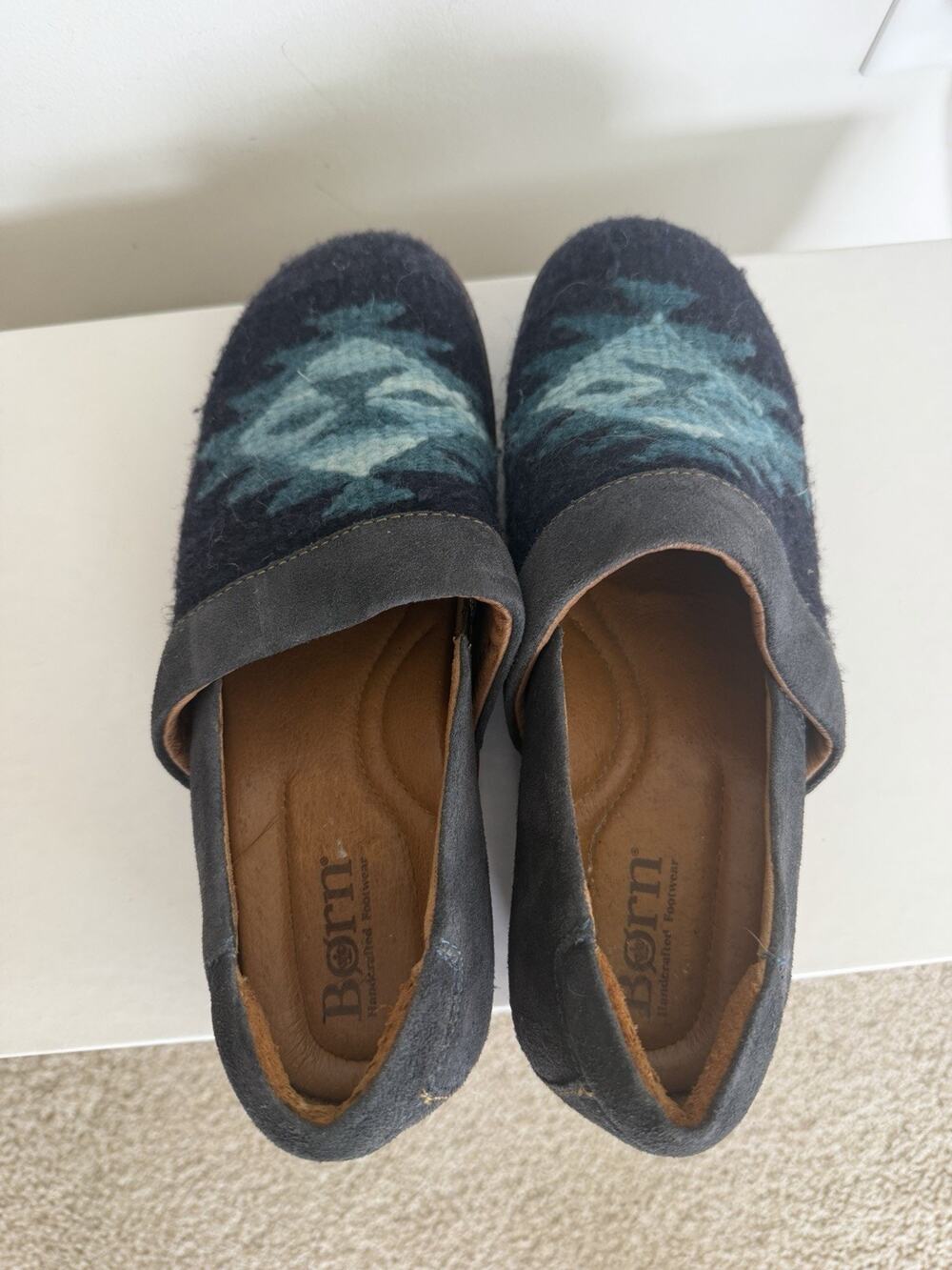 Born | Shoes | Bornbailie Shoes Navy Size 7 Slip On Flats Heeled Clog Blue Brown
